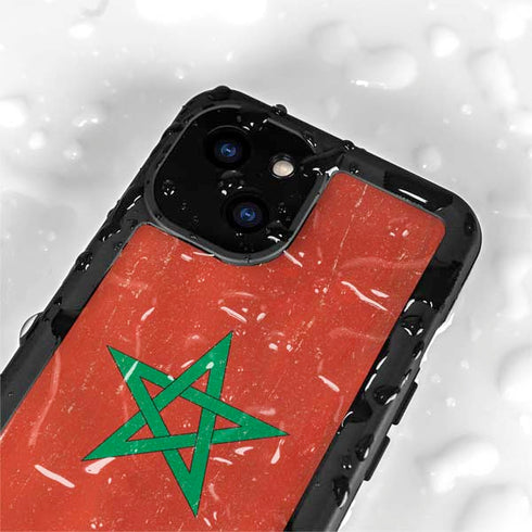 Morocco Flag Distressed iPhone 15 Plus Waterproof Case